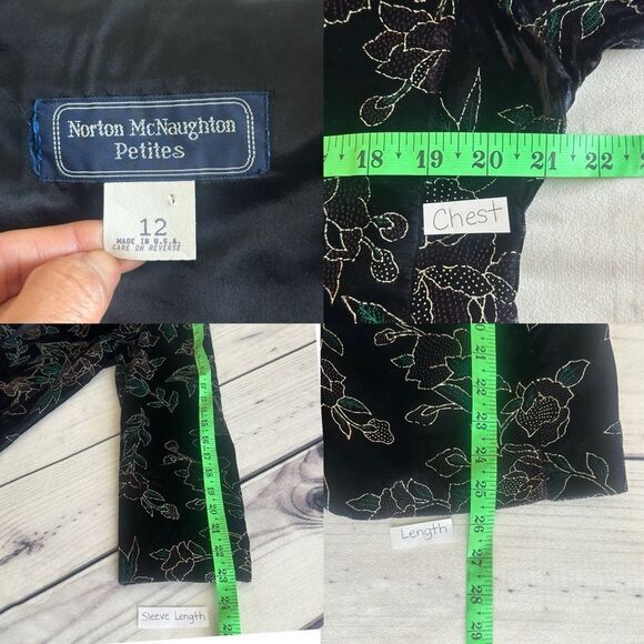 Vintage Burnout Velvet Blazer Size 12P Floral Jacket Boho Goth Whimsigoth 90s - Picture 2 of 9